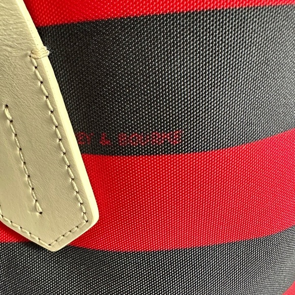 VINTAGE Dooney & Bourke Nylon Shopper Tote | Red & Black Stripe Rare Find - Picture 4 of 10
